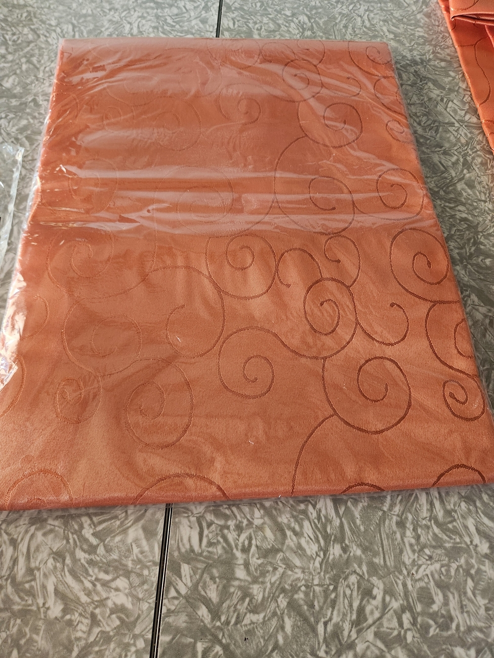 Source Unknown Burnt Orange Swirl Table Runner